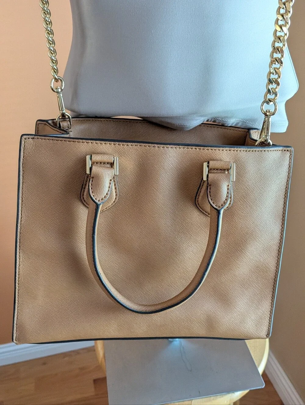 Michael Kors Tan Bridgette Synthetic Leather Top-Handle Satchel